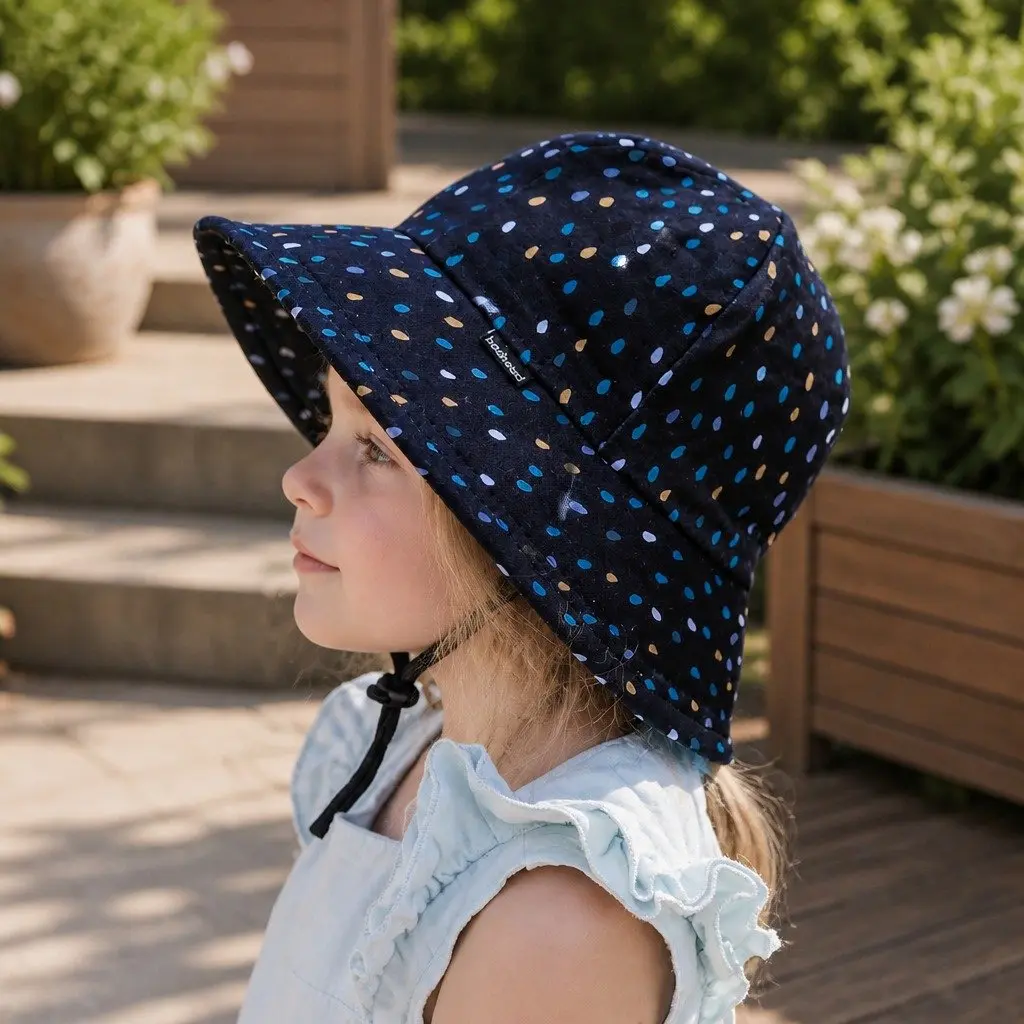 Toddler Sun Hat Flexible Brim Soft Cotton UPF50+ for Prams Strollers Carriers Size XS