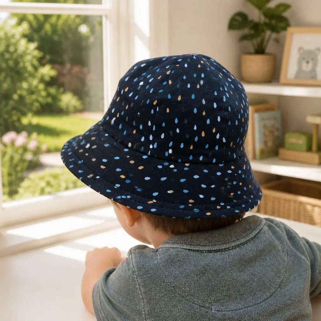 Toddler Sun Hat Flexible Brim Soft Cotton UPF50+ for Prams Strollers Carriers Size XS