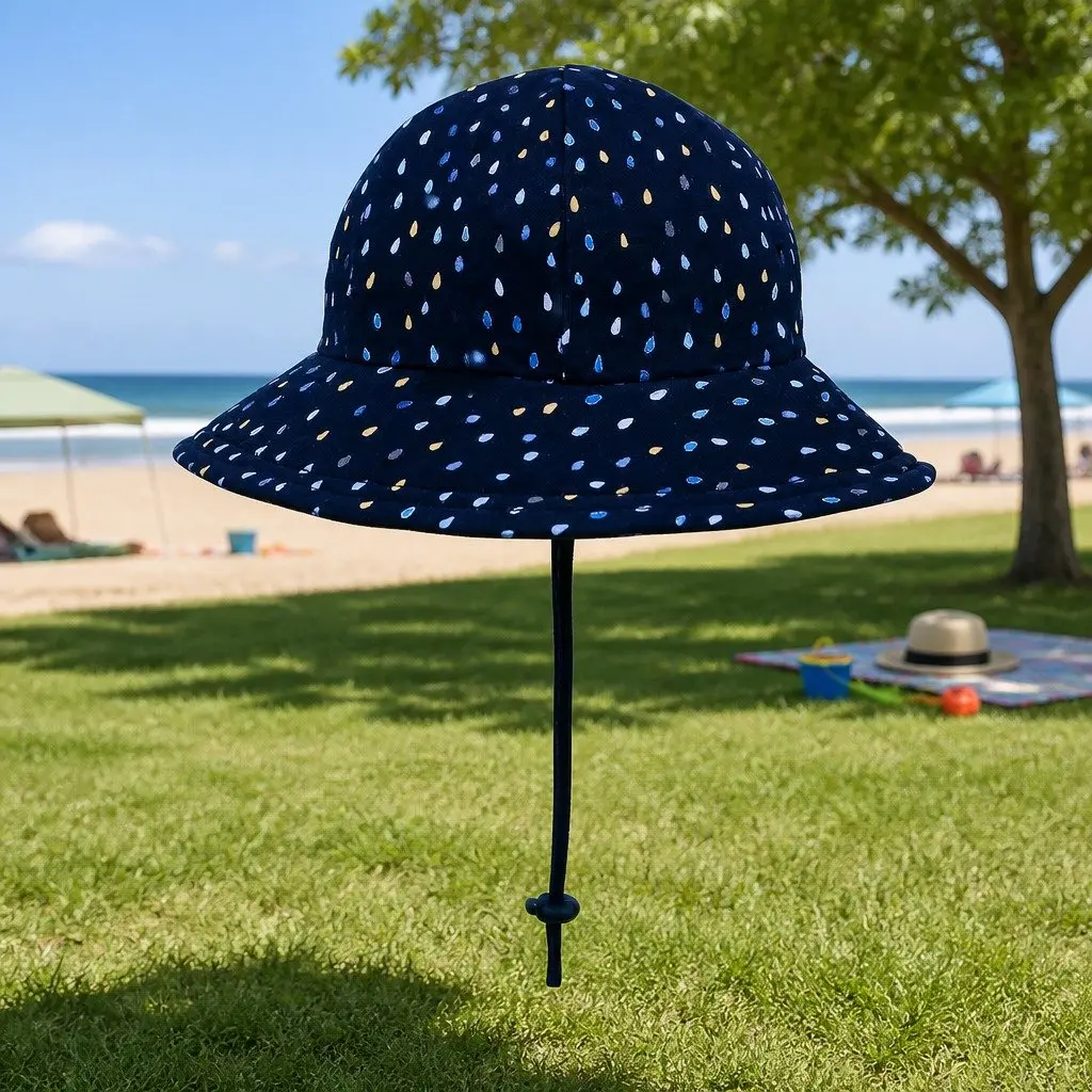 Toddler Bucket Hat Blue UPF50+ Sun Protection Soft Brim Chin Strap