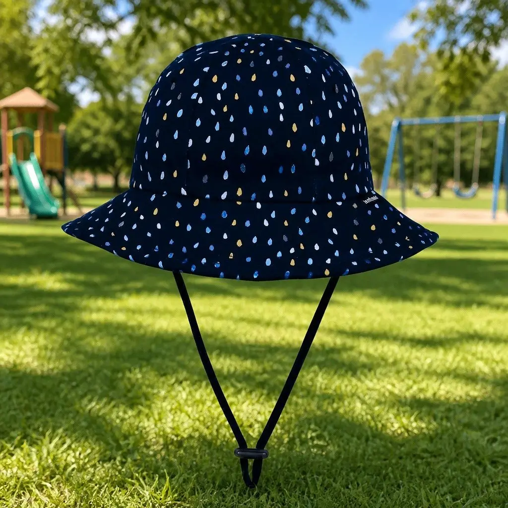 Toddler Bucket Hat Blue UPF50+ Sun Protection Soft Brim Chin Strap