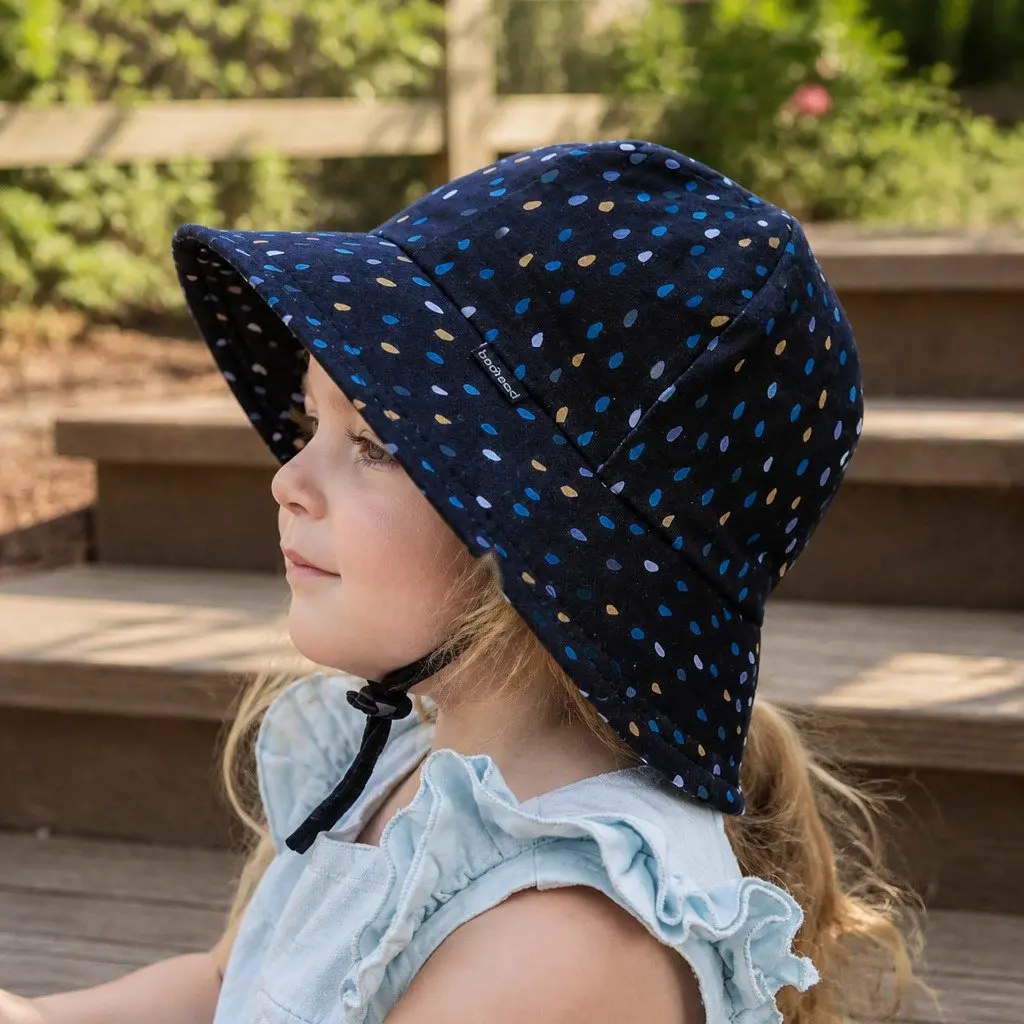 Toddler Bucket Hat Blue UPF50+ Sun Protection Soft Brim Chin Strap