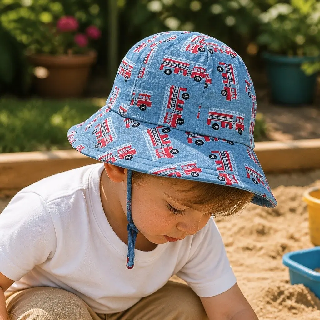 Toddler Bucket Hat Fire Truck XS Baby Sun Hat UPF50+ Pram Stroller Carrier