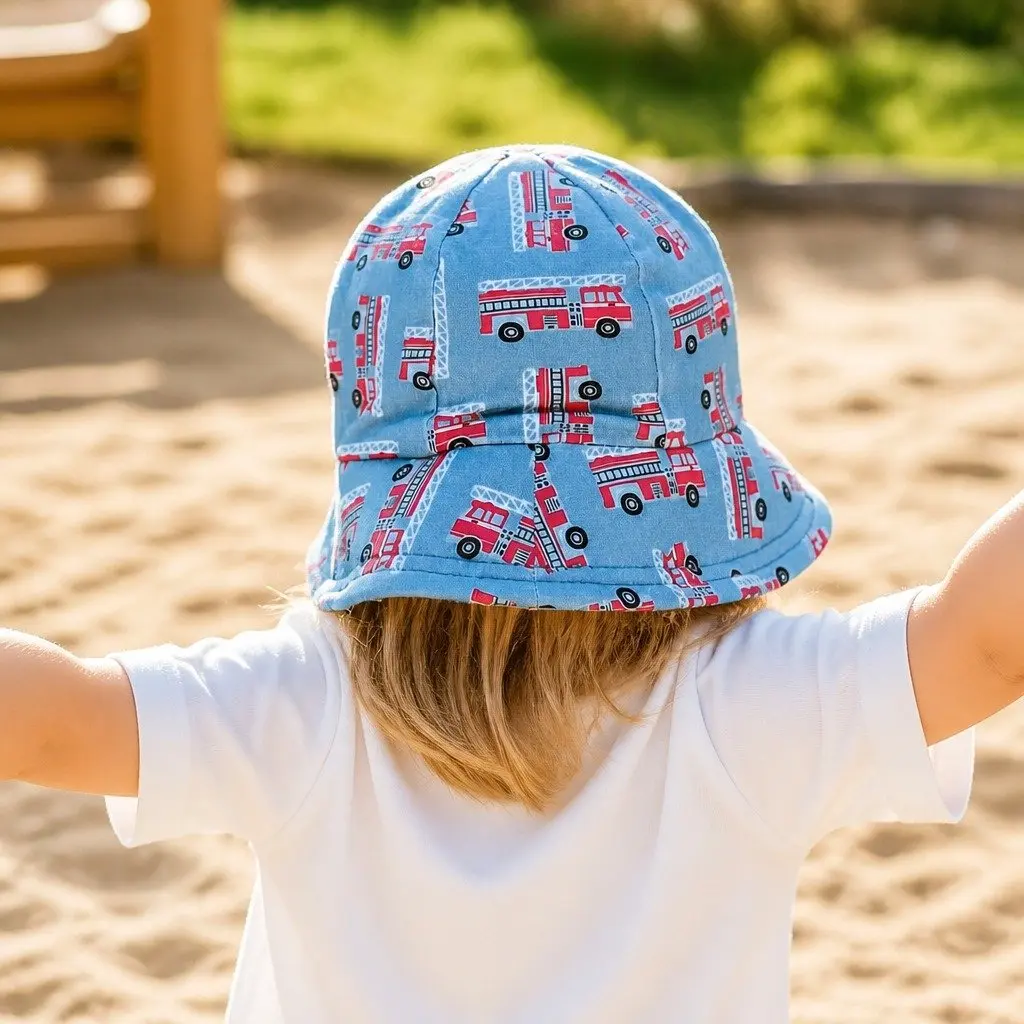 Toddler Bucket Hat Fire Truck XS Baby Sun Hat UPF50+ Pram Stroller Carrier