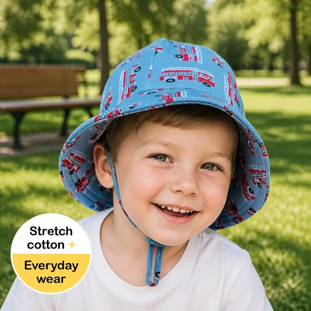 Toddler Bucket Hat Fire Truck XS Baby Sun Hat UPF50+ Pram Stroller Carrier
