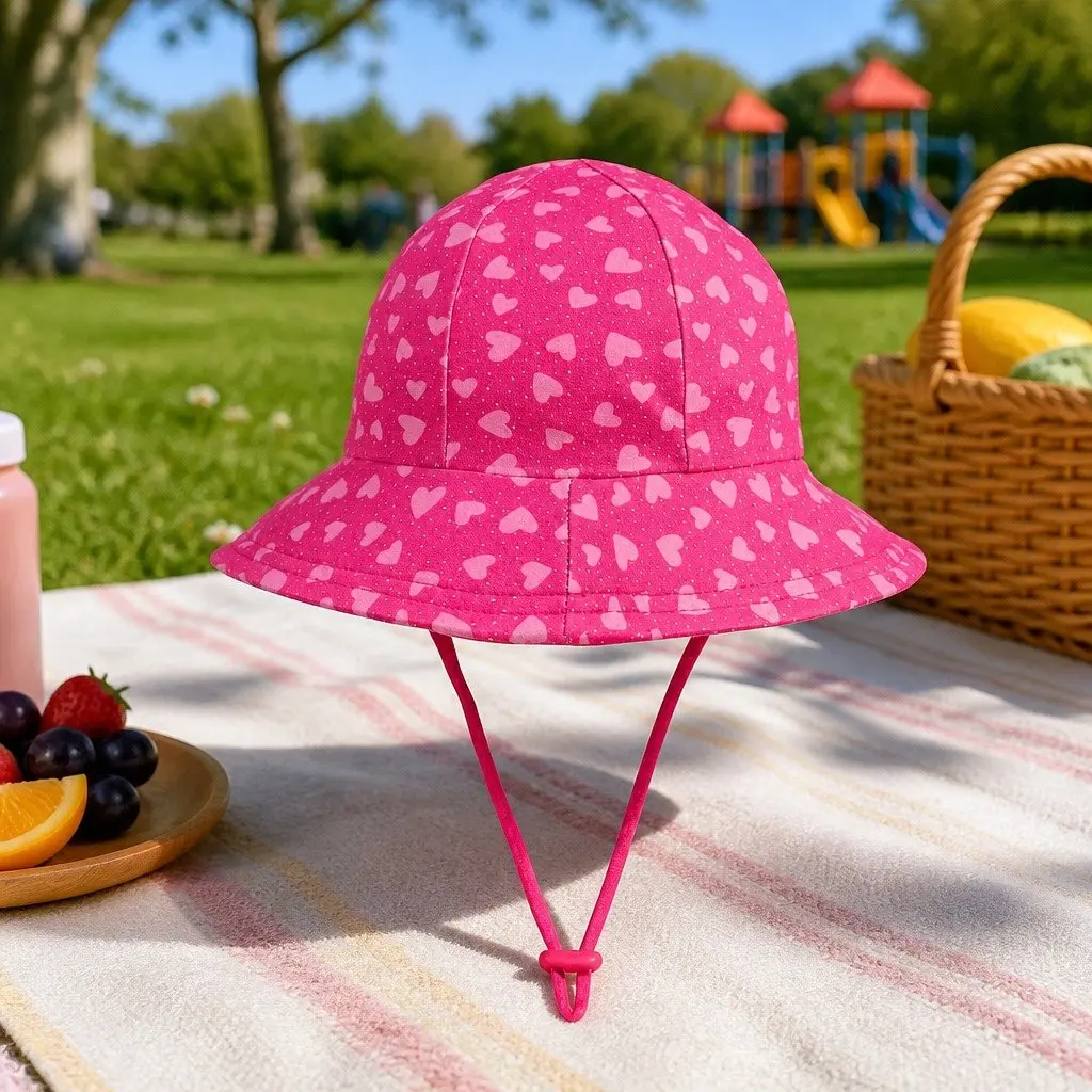 Toddler Bucket Hat Hearts XS Sun Protection UPF50+ Soft Brim