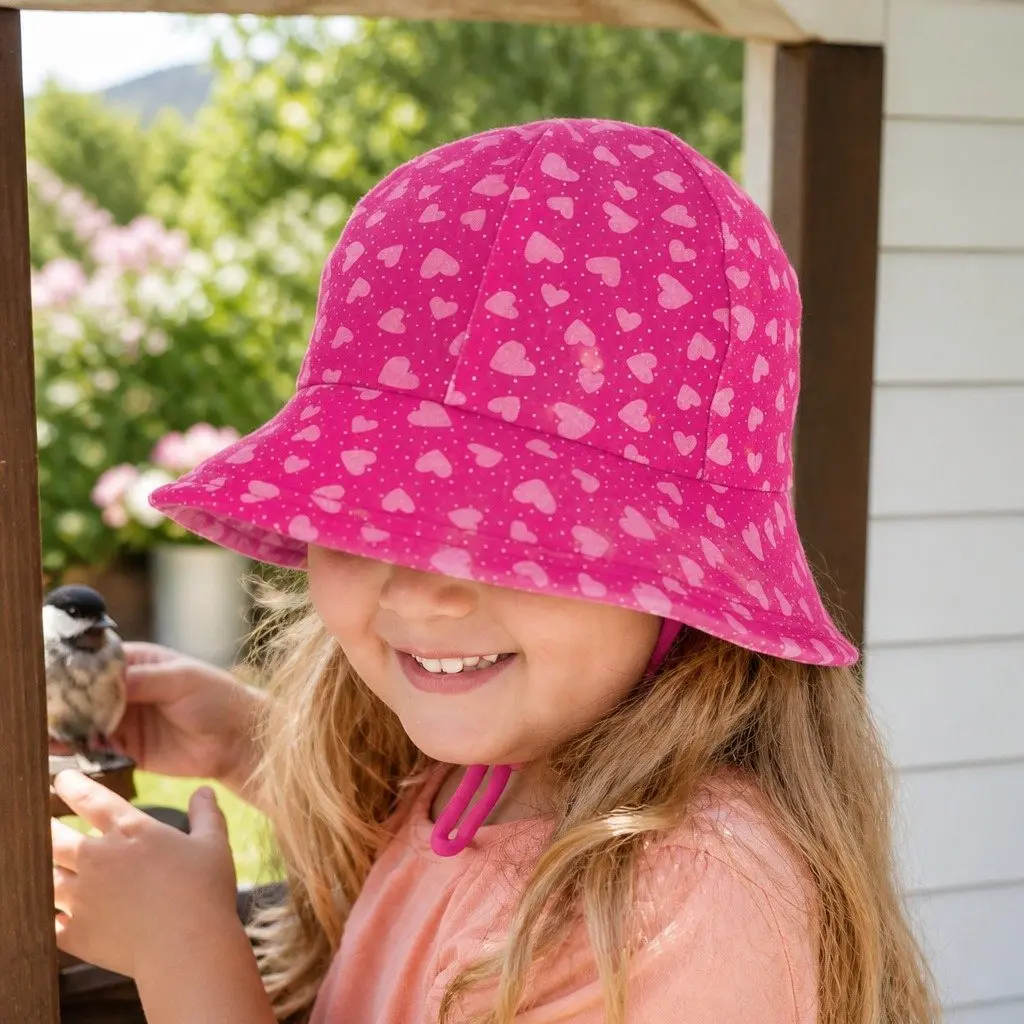 Toddler Bucket Hat Hearts XS Sun Protection UPF50+ Soft Brim