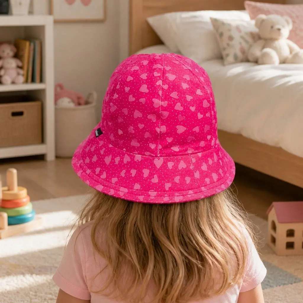 Toddler Bucket Hat Hearts XS Sun Protection UPF50+ Soft Brim