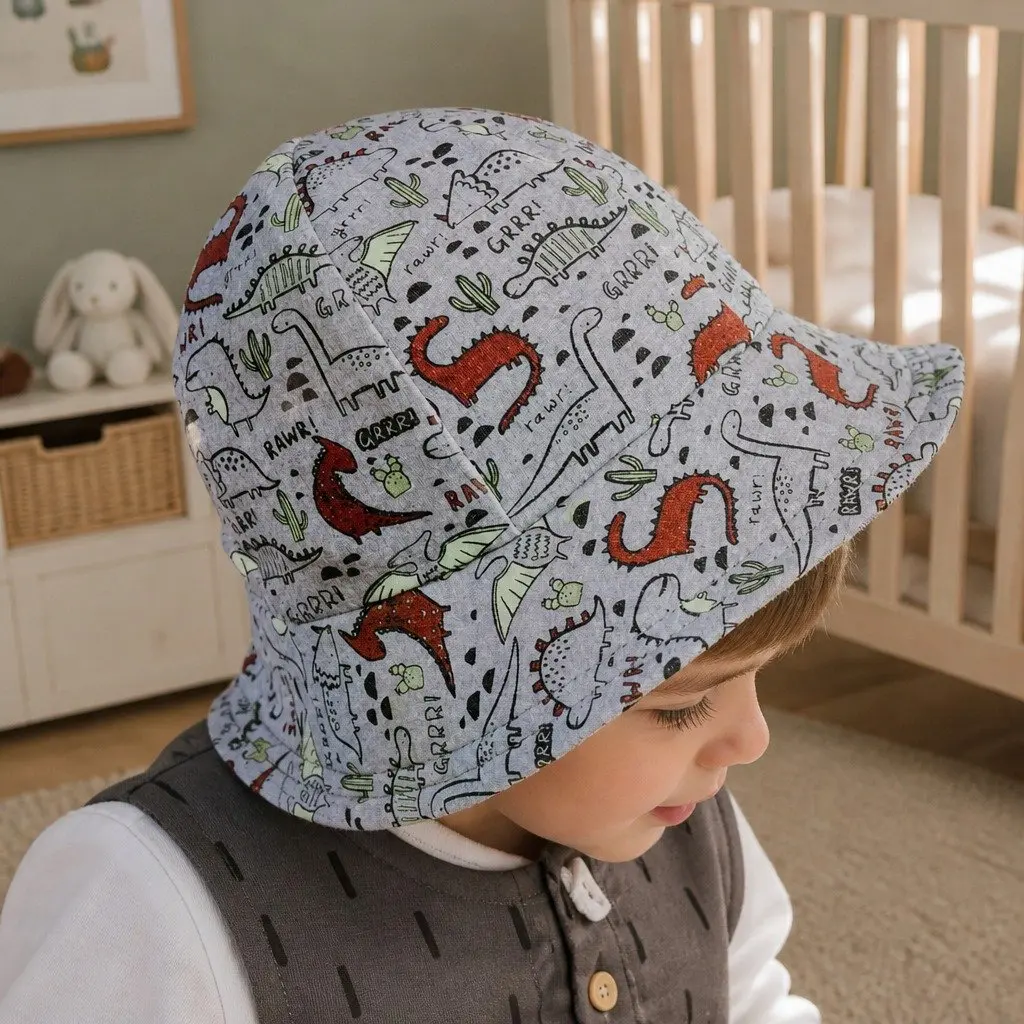 Toddler Bucket Hat Jurassic Print XS Soft Flexible Brim UPF50+ Protection