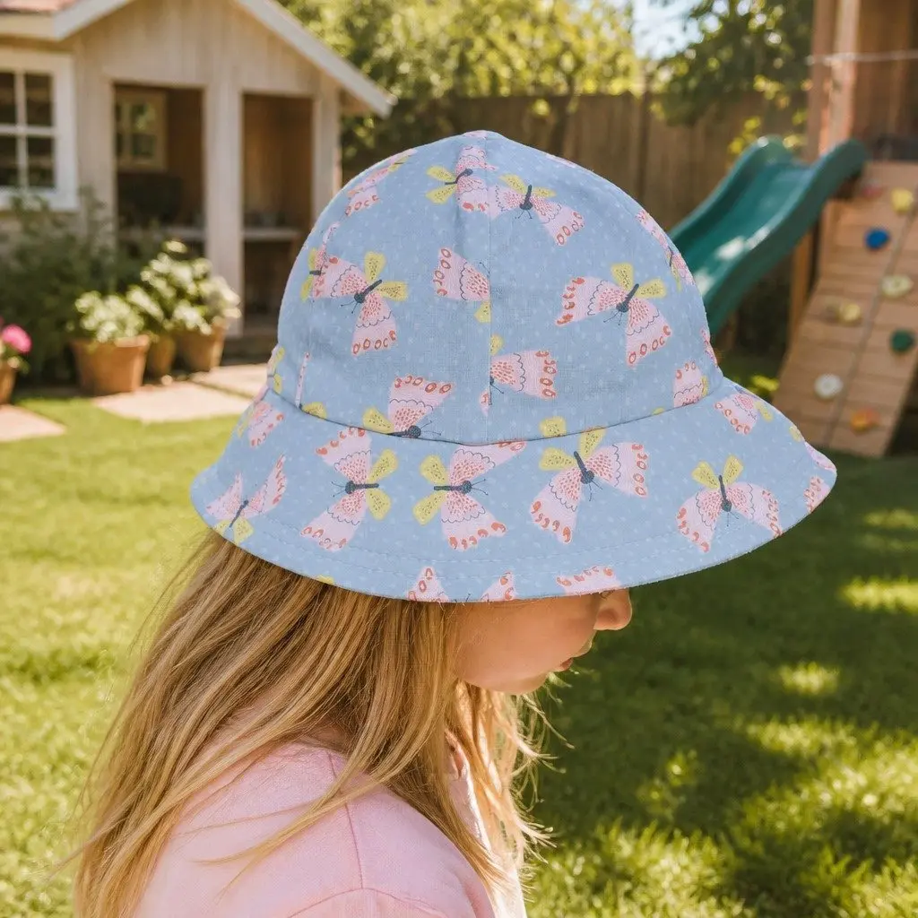 Toddler Bucket Hat Butterfly XS Sun Protection Soft Flexible Brim