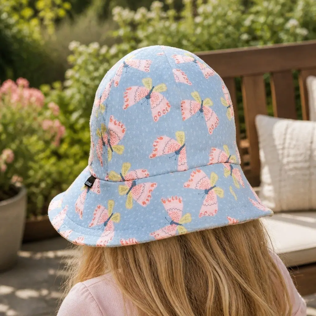 Toddler Bucket Hat Butterfly Design Soft Flexible Brim UPF50+ Sun Protection