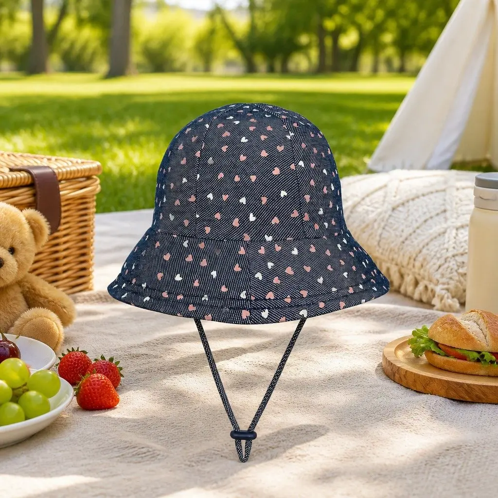 Toddler Bucket Hat Denim XS UPF50+ Sun Protection Soft Flexible Brim