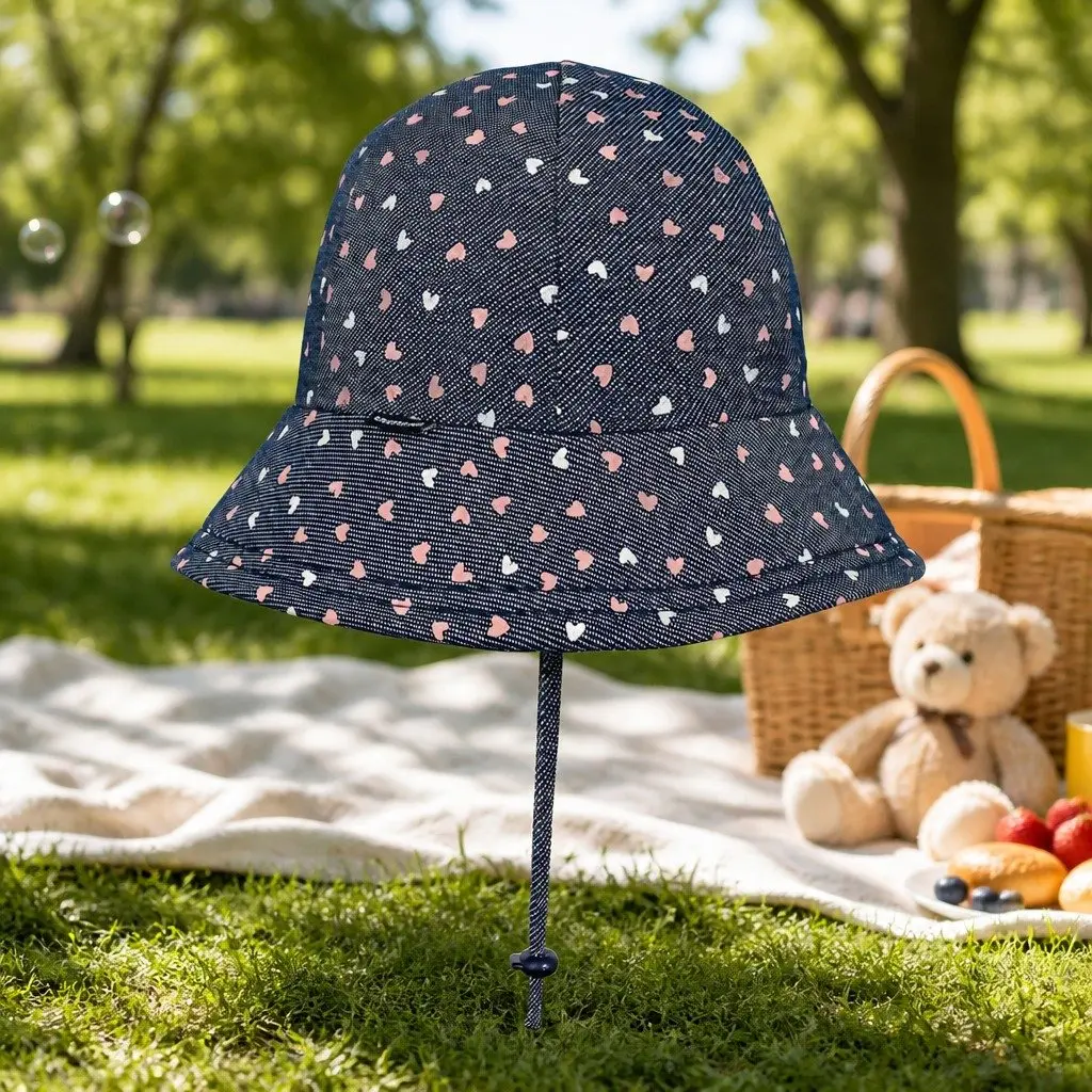 Toddler Bucket Hat Denim XS UPF50+ Sun Protection Soft Flexible Brim
