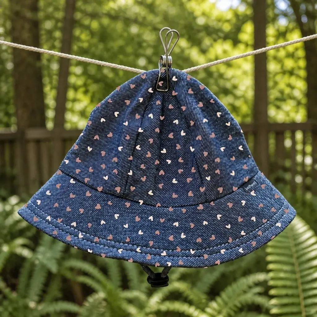 Toddler Bucket Hat Denim XS UPF50+ Sun Protection Soft Flexible Brim
