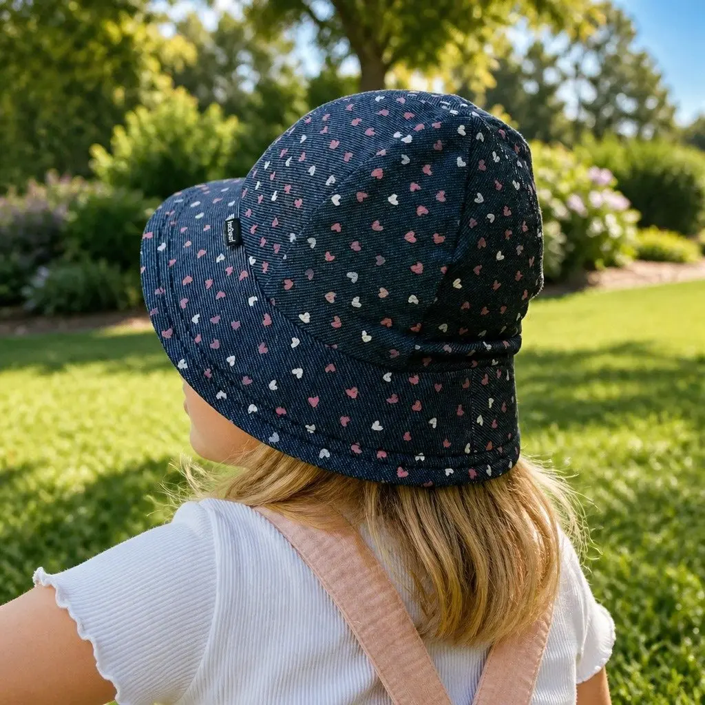 Toddler Bucket Hat Denim XS UPF50+ Sun Protection Soft Flexible Brim