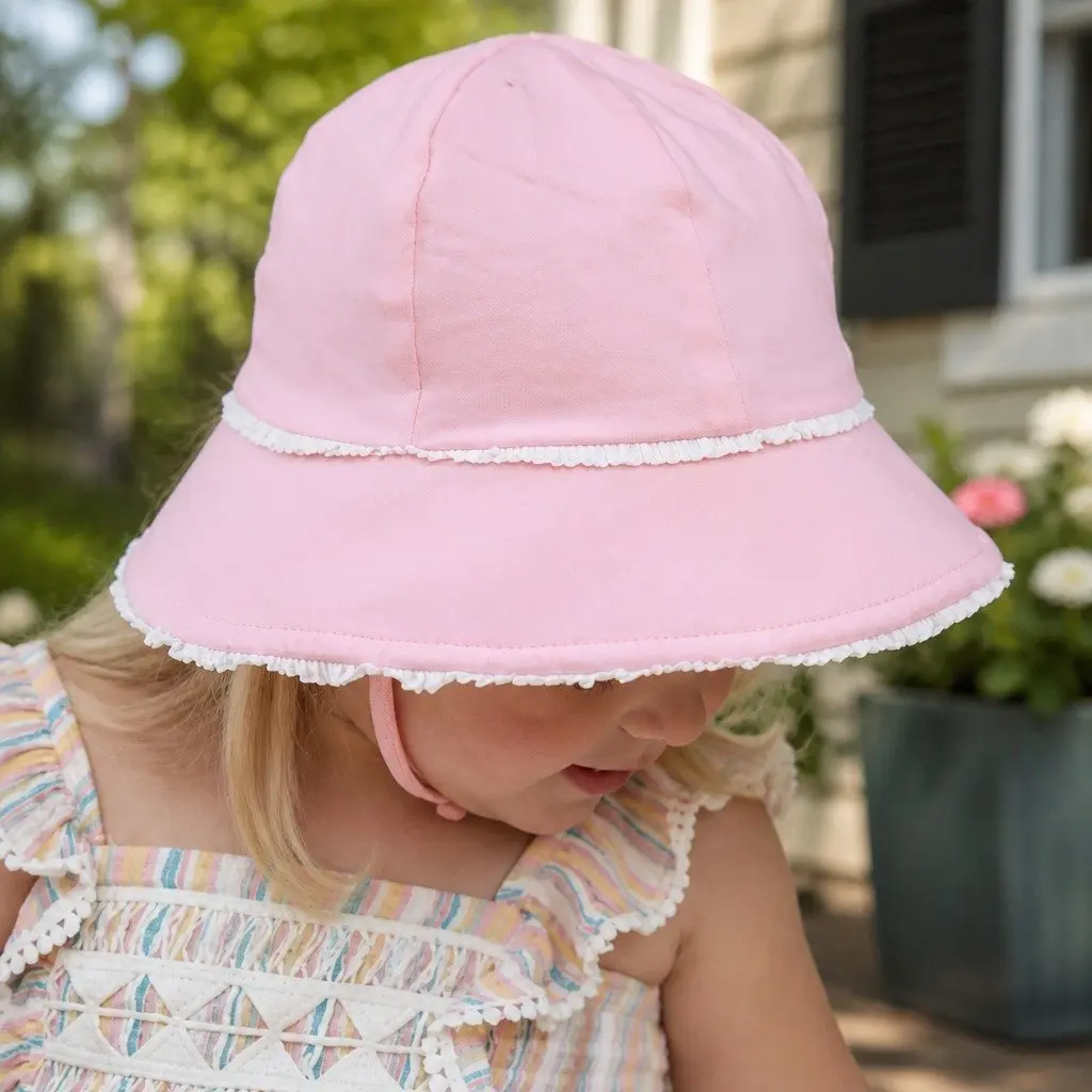 Toddler Bucket Sun Hat Blush M Soft Flexible Brim UPF50+ Ruffle Trim