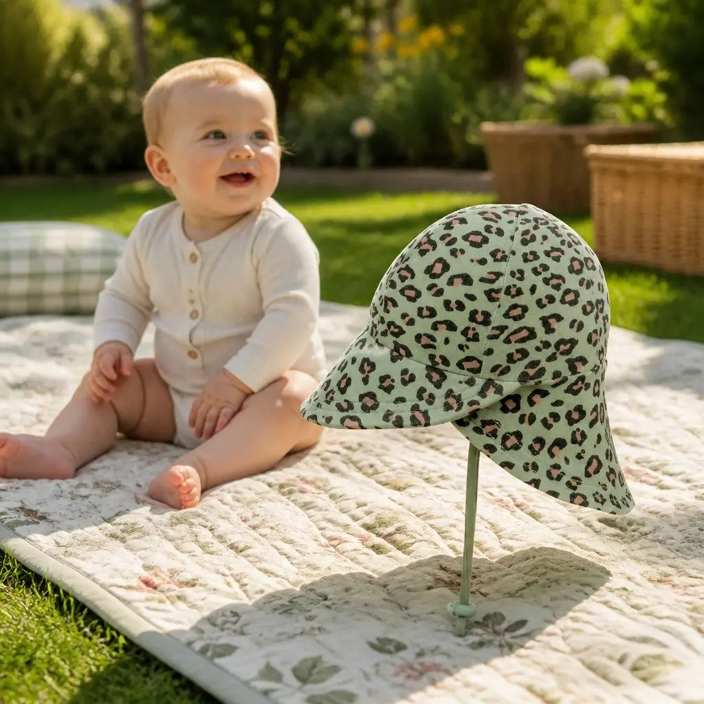 Baby Sun Hat Soft Stretch Cotton UPF50+ Protection Legionnaire Style for Prams and Carriers