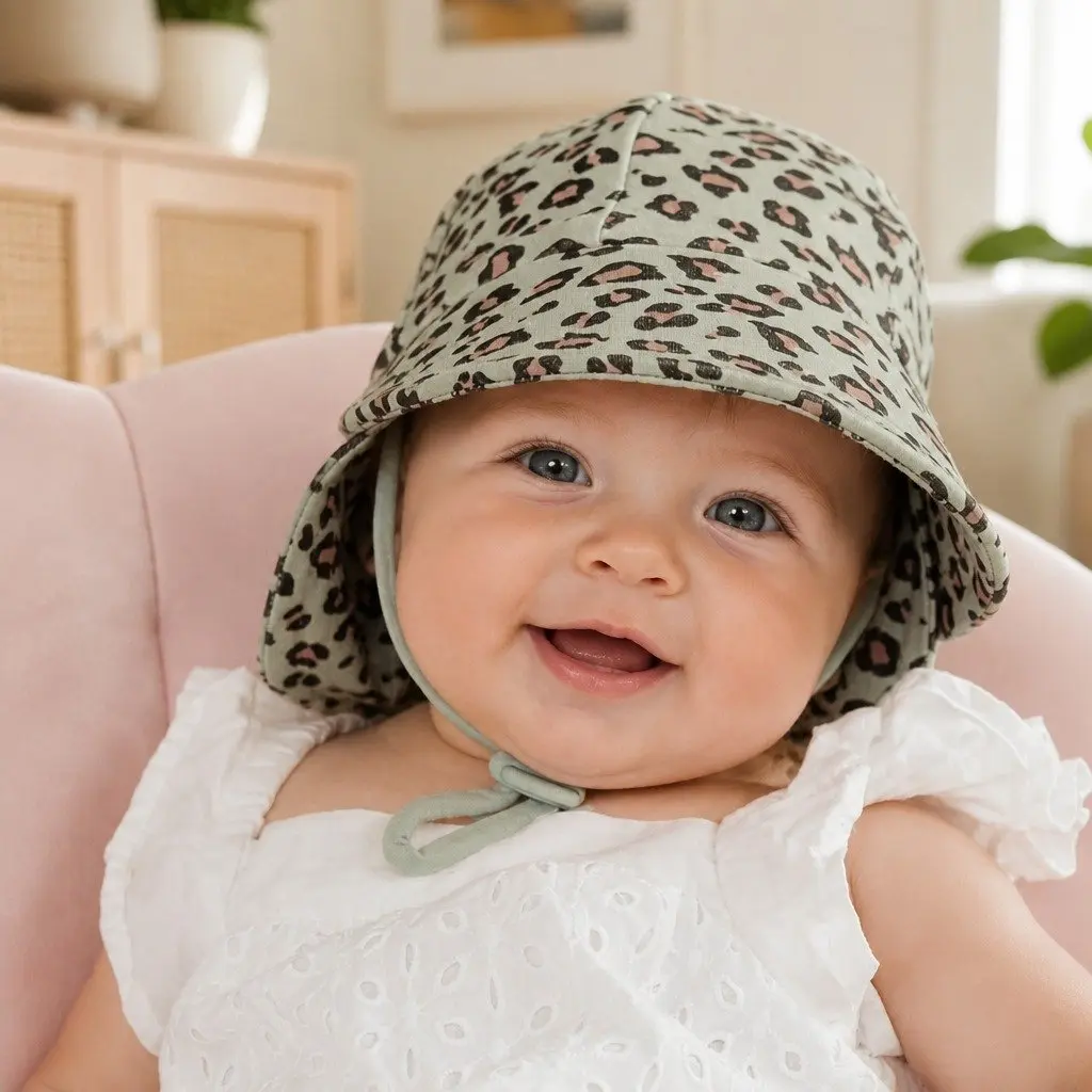 Legionnaire Baby Sun Hat Leopard M Soft Cotton Stretch UPF50+ Protection