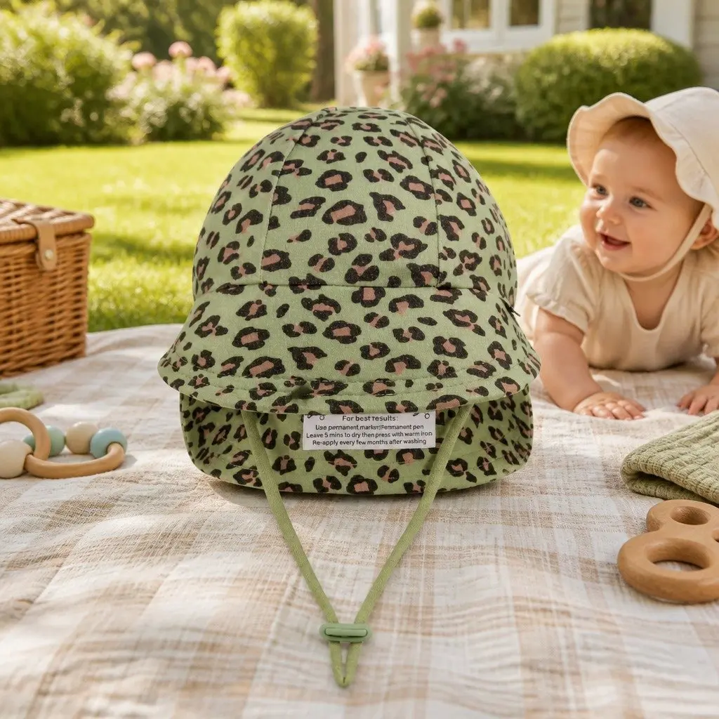 Legionnaire Baby Sun Hat Leopard M Soft Cotton Stretch UPF50+ Protection