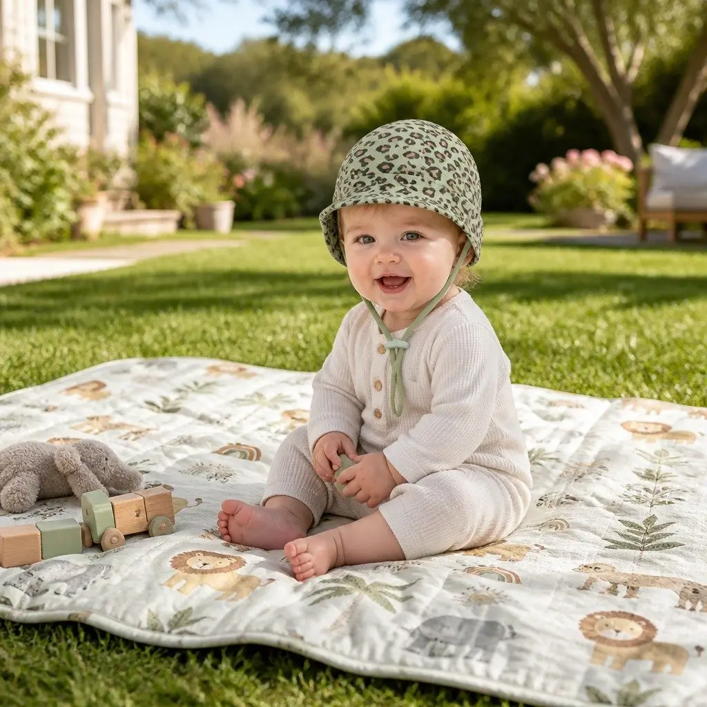 Legionnaire Baby Sun Hat Leopard M Soft Cotton Stretch UPF50+ Protection