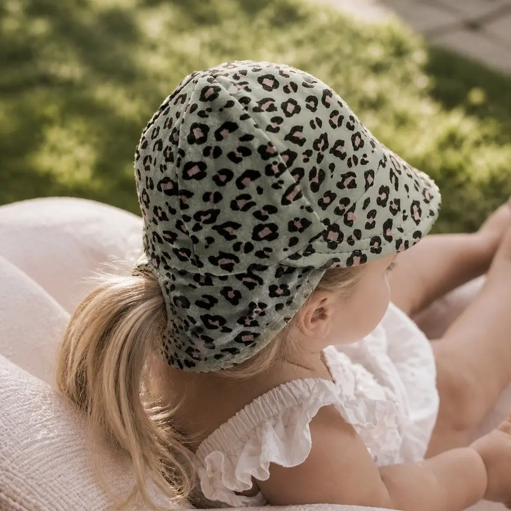 Baby Sun Hat Leopard L Soft Stretchy Cotton UPF50+ Protection for Newborns Toddlers Pram Carrier