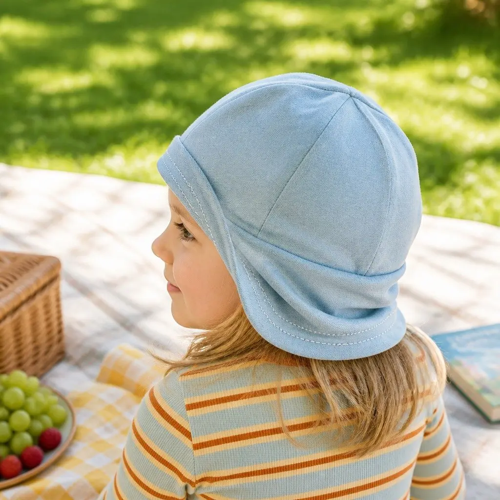 Legionnaire Baby Sun Hat Chambray L Soft Cotton Jersey UPF50+