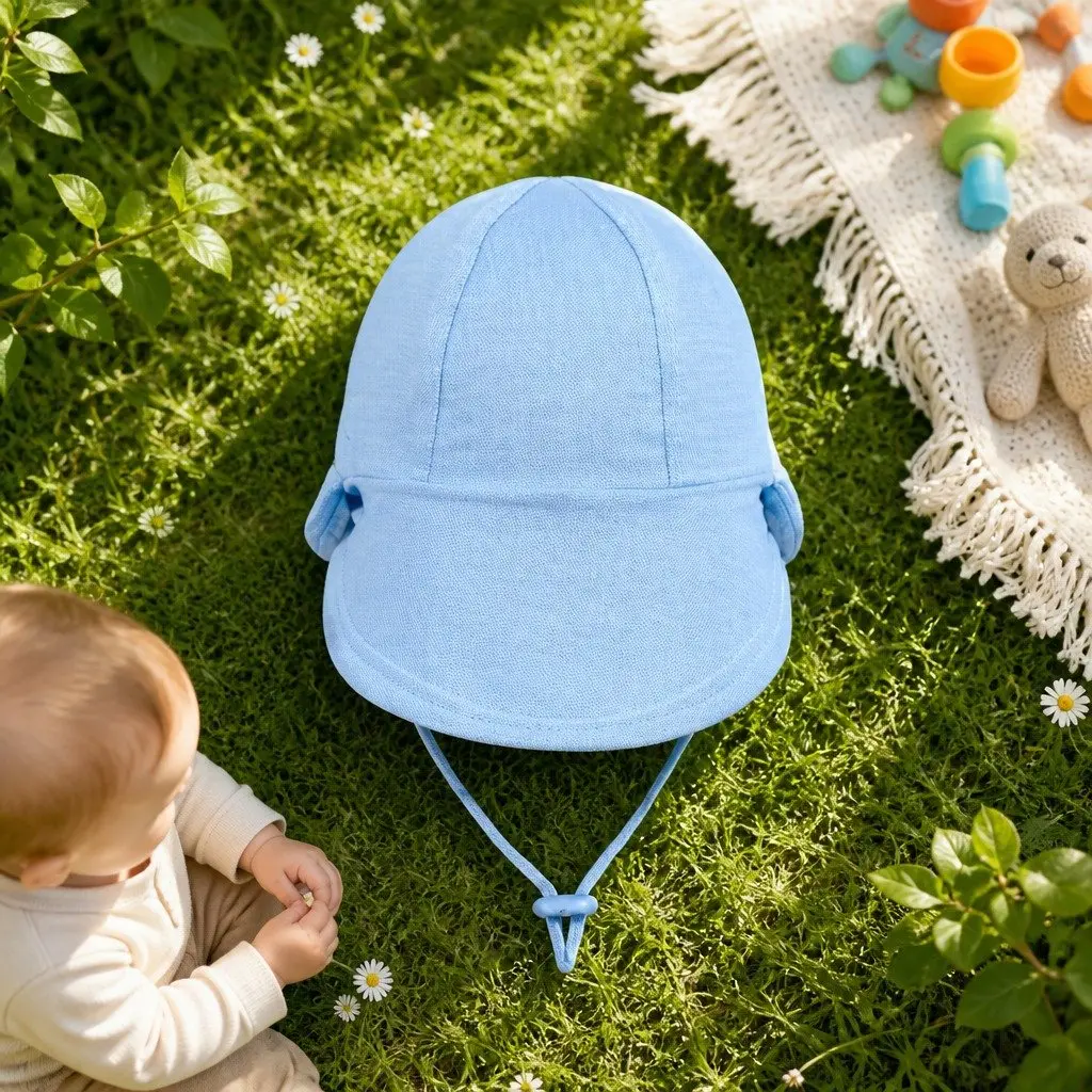 Legionnaire Baby Sun Hat Chambray L Soft Cotton Jersey UPF50+