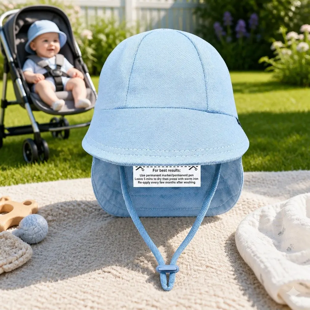 Legionnaire Baby Sun Hat Chambray L Soft Cotton Jersey UPF50+
