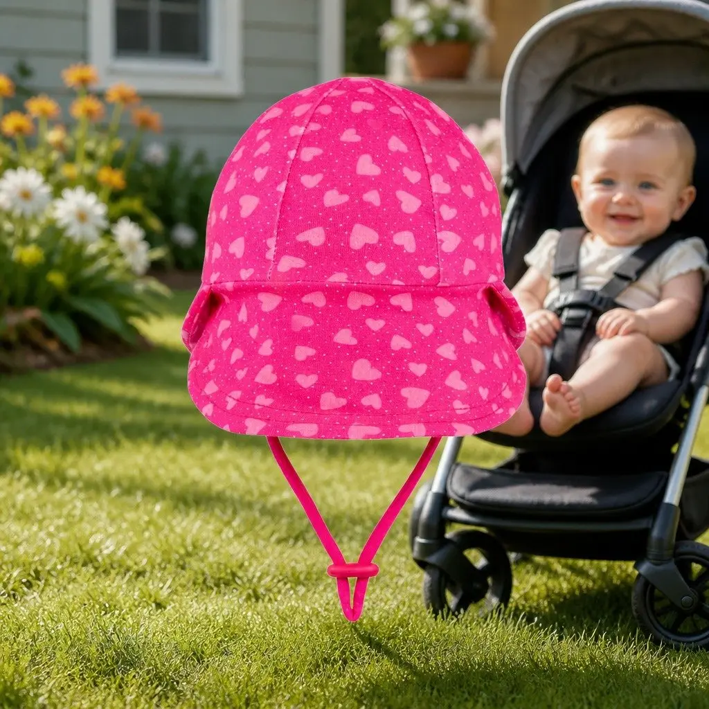Legionnaire Sun Hat Hearts XS Soft Cotton Lightweight UPF50+ for Newborn Toddler