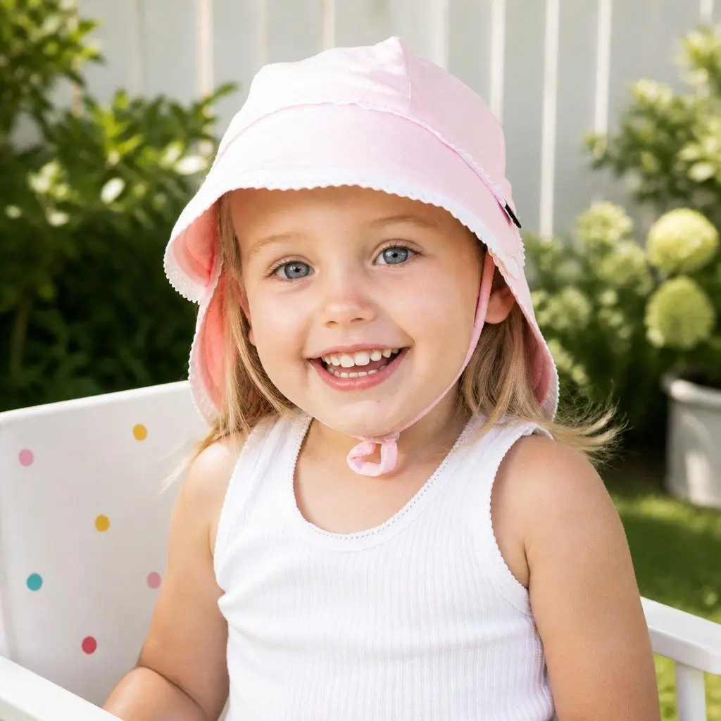 Baby Legionnaire Sun Hat Blush L Ruffle Trim Soft Cotton Jersey UPF50+ Protection