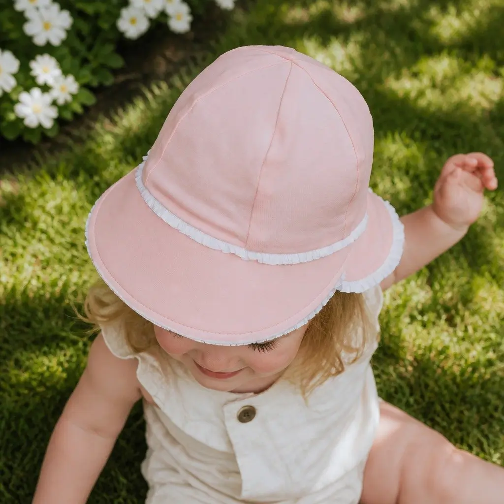 Baby Legionnaire Sun Hat Blush L Ruffle Trim Soft Cotton Jersey UPF50+ Protection