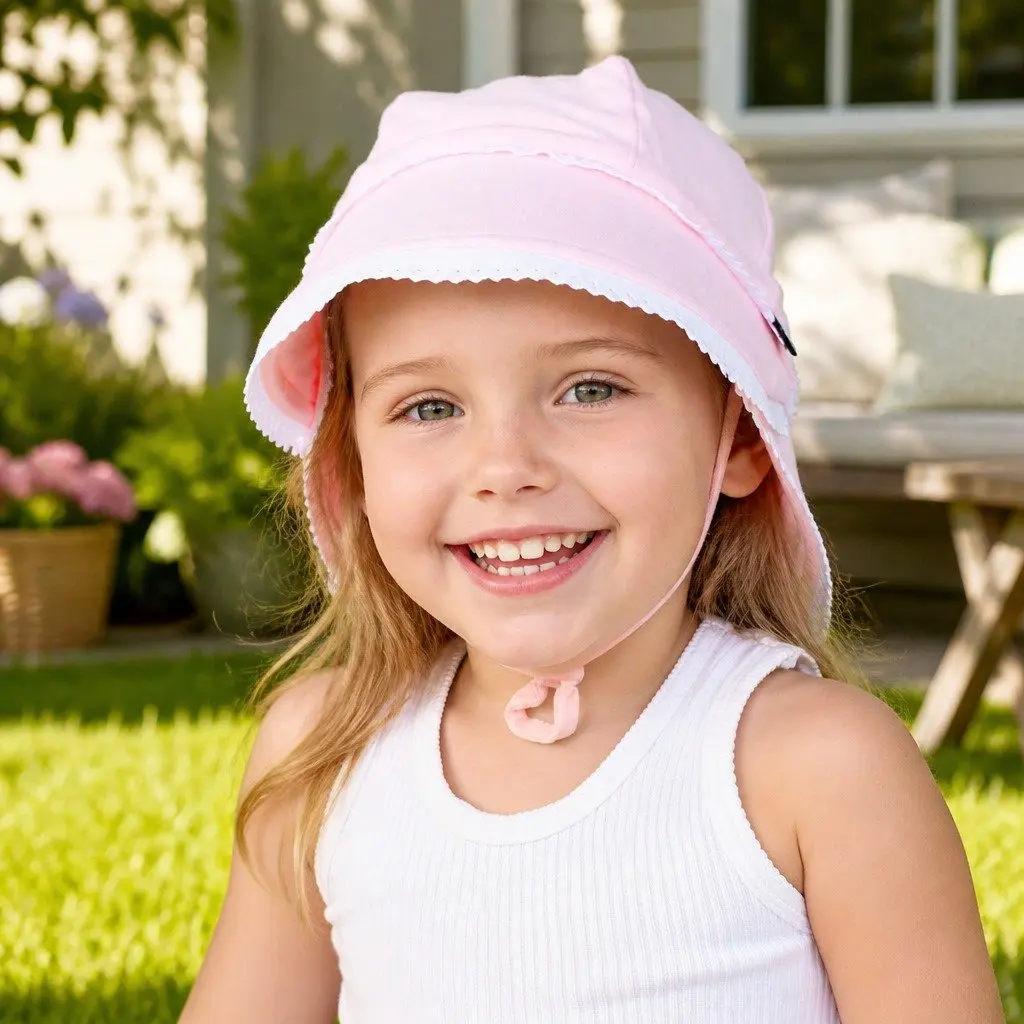 Baby Legionnaire Hat Blush XL Ruffle Trim Sun Protection