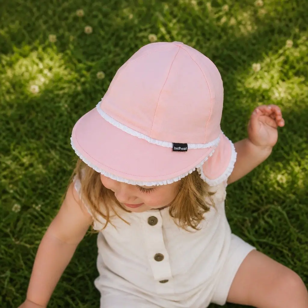 Baby Legionnaire Hat Blush XL Ruffle Trim Sun Protection