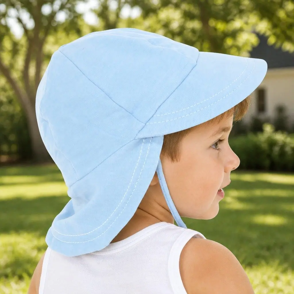 Baby Sun Hat Baby Blue XS Soft Comfort UPF50+ Protection for Prams Carriers