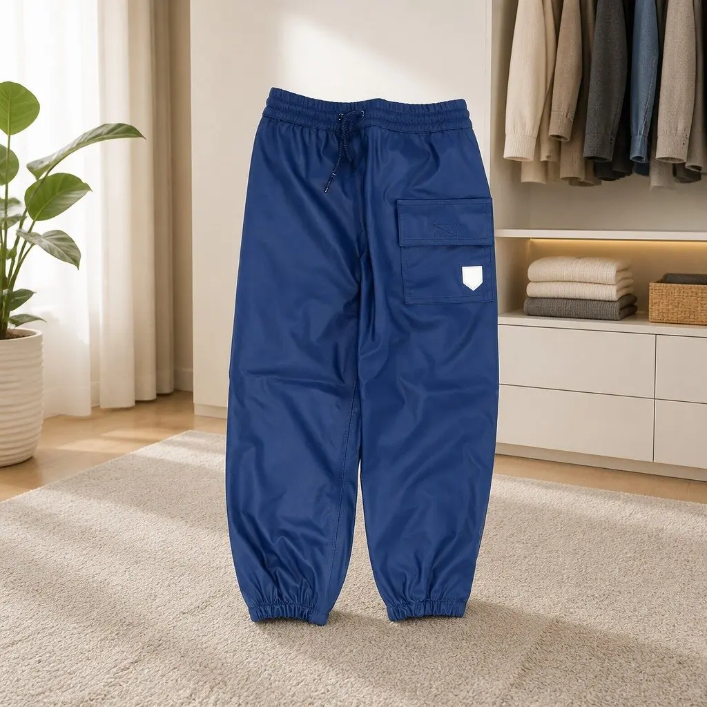Kids Waterproof Trousers Navy Outdoor Splash Pants for Rainy Adventures