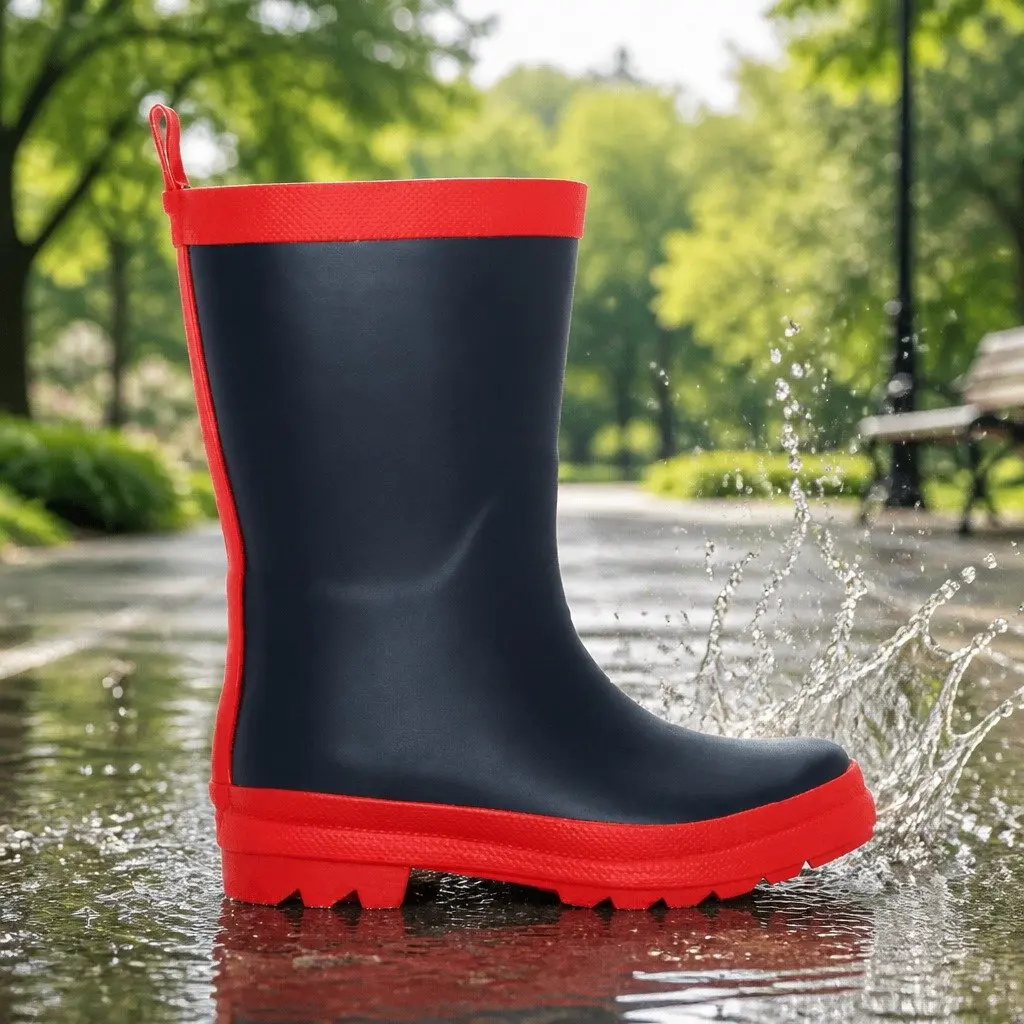 Kids Rain Boots Navy Pink Size 12 Waterproof Slip-Resistant Rubber Matte