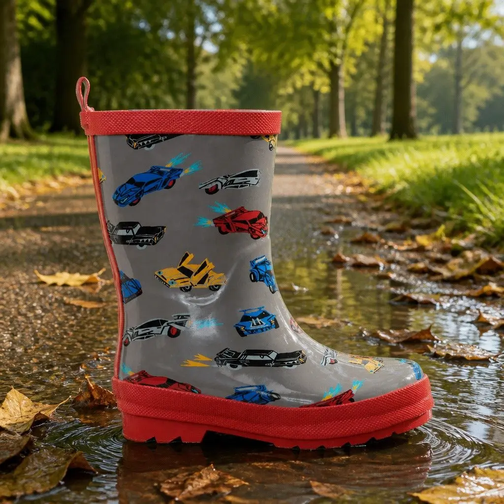 Kids Rain Boots Matte Pink Navy Waterproof Slip-Resistant Size 12