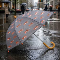 Kids Umbrella - 23 inch Wooden Handle, Fun Design