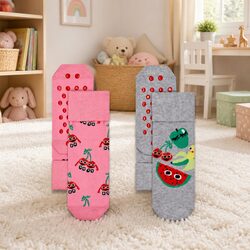 Fun Anti-Slip Socks for Little Walkers - 2-Pack