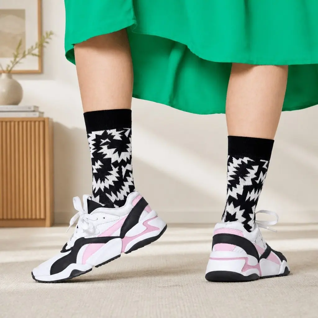 Adult Zig Zag Socks Size 36-40 Casual Everyday Comfortable Soft Fashion