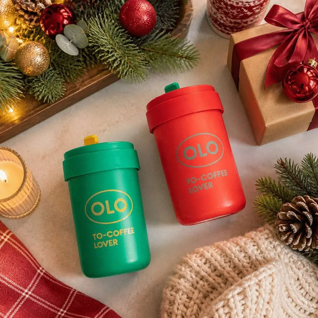 Thermo Coffee Cup Green 380ml Portable Double-Layer Insulated Drink Bottle with Strap