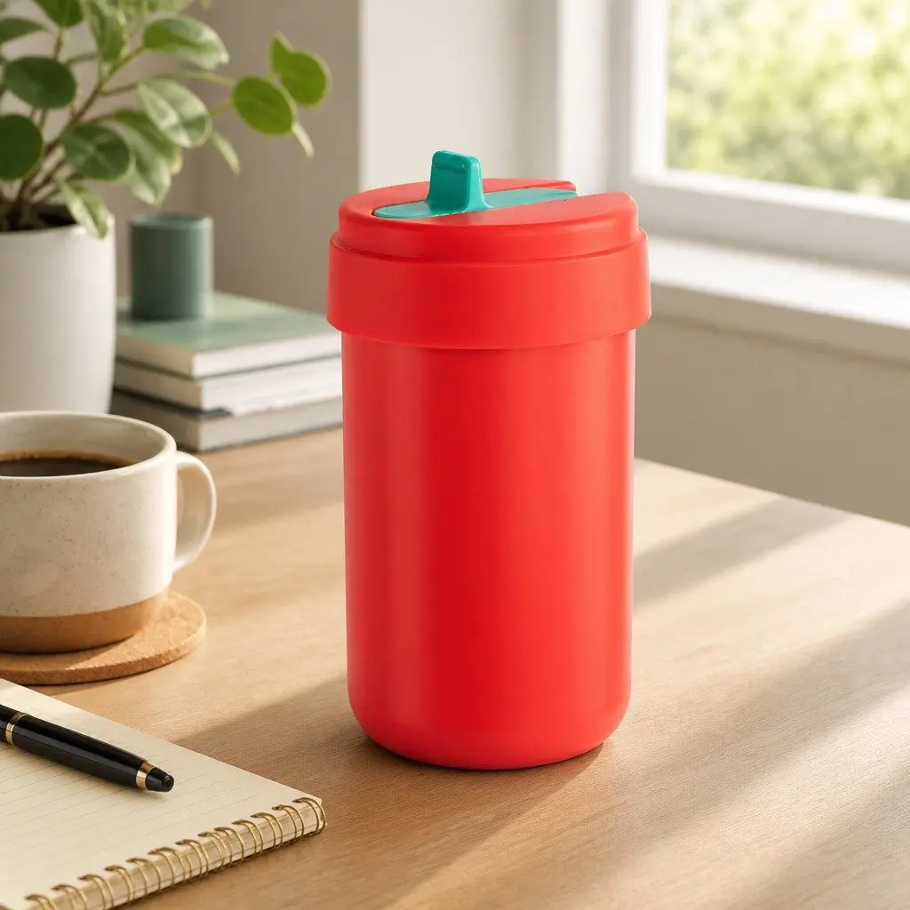 Thermo Coffee Cup Green 380ml Portable Double-Layer Insulated Drink Bottle with Strap