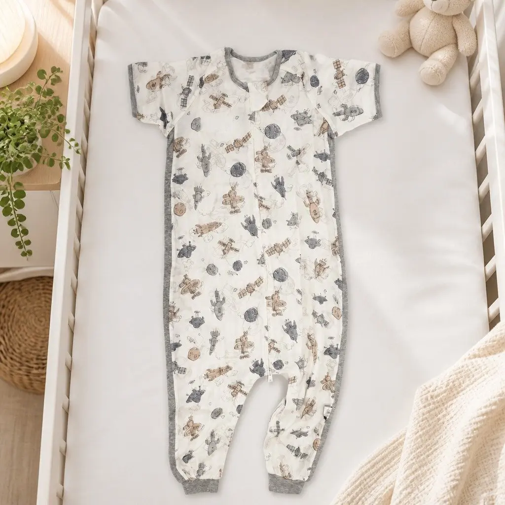 Bamboo Fiber Cotton Short Sleeve Split Leg Sleeping Bag XL 1.0 Tog for Baby Kids