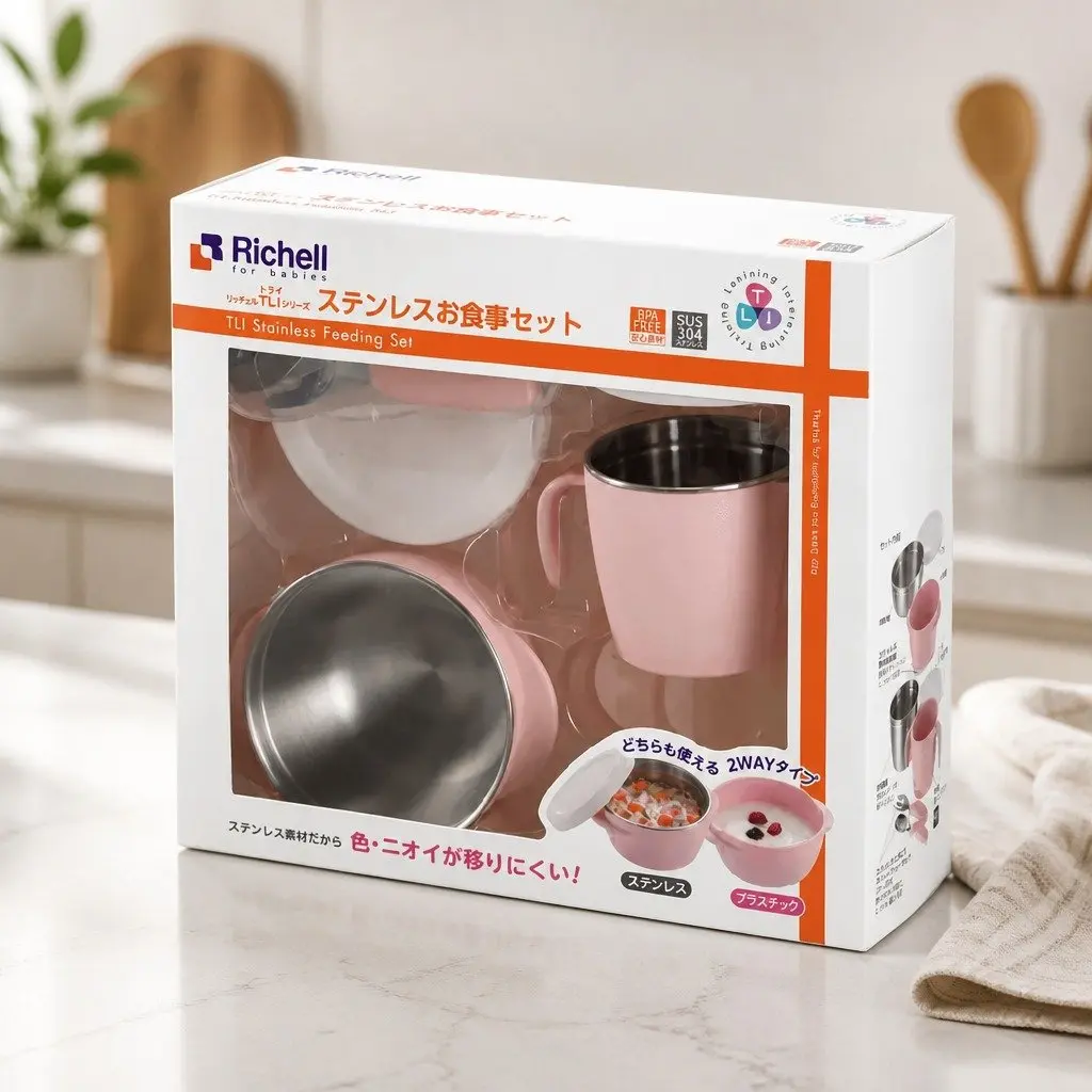Kids Feeding Set Stainless Steel White 360ml Suction Cup Bowl Handle BPA Free