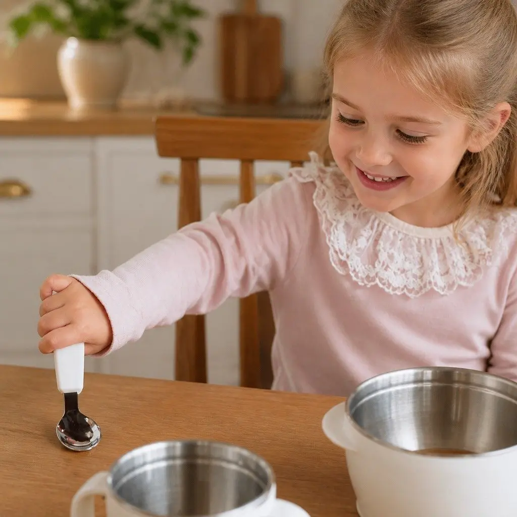 Kids Feeding Set Stainless Steel White 360ml Suction Cup Bowl Handle BPA Free