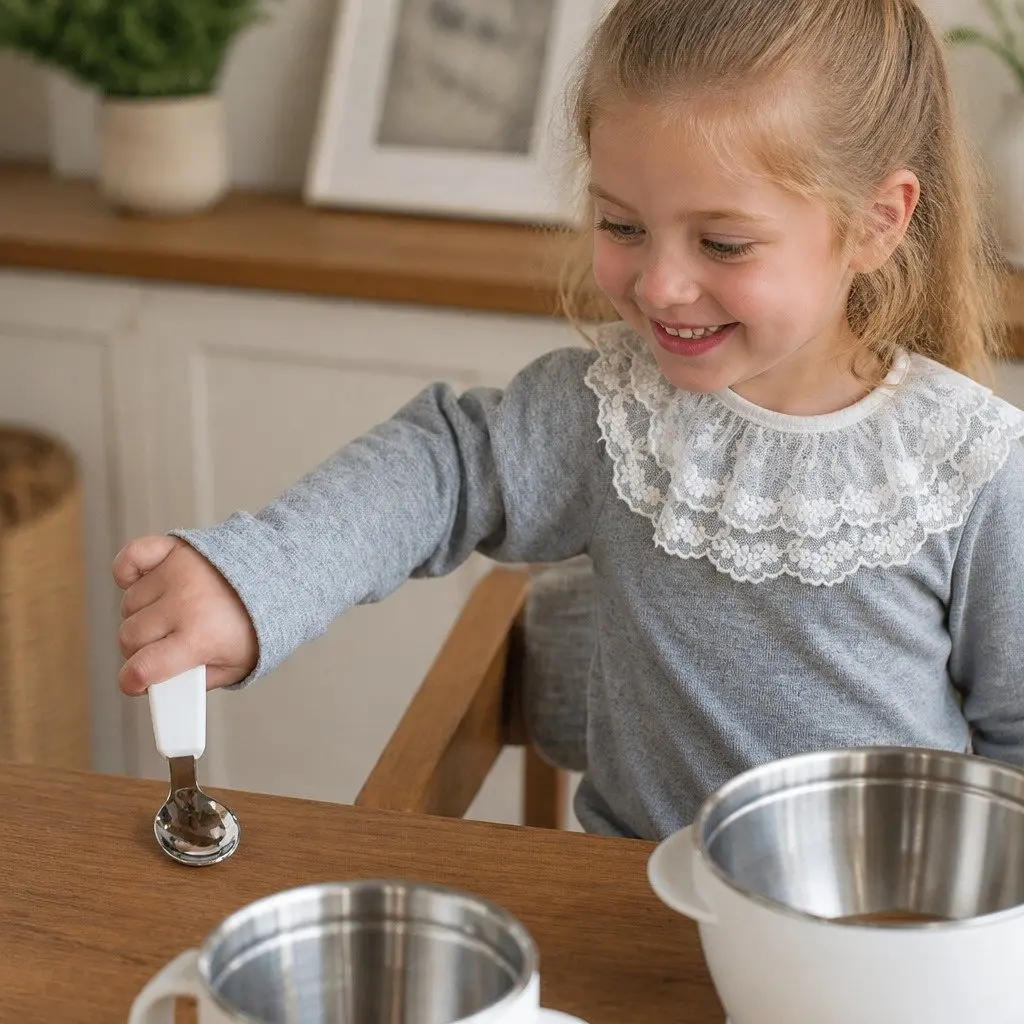 Kids Feeding Set Blue Stainless Steel Bowl Spoon Training Utensil 360ml 250ml