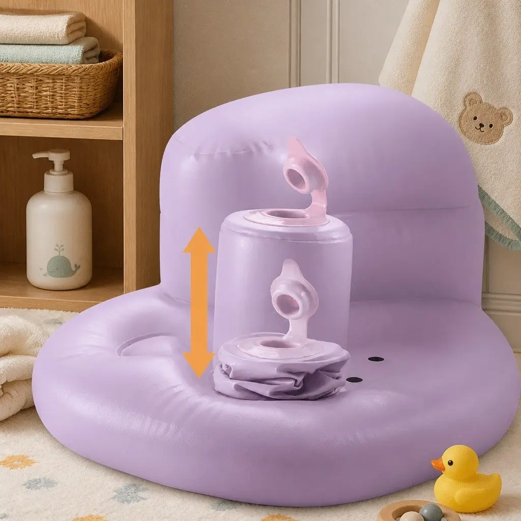 Inflatable Soft Baby Chair Air Cushion Puffy Seat Purple Gray Bathroom Safe Kids