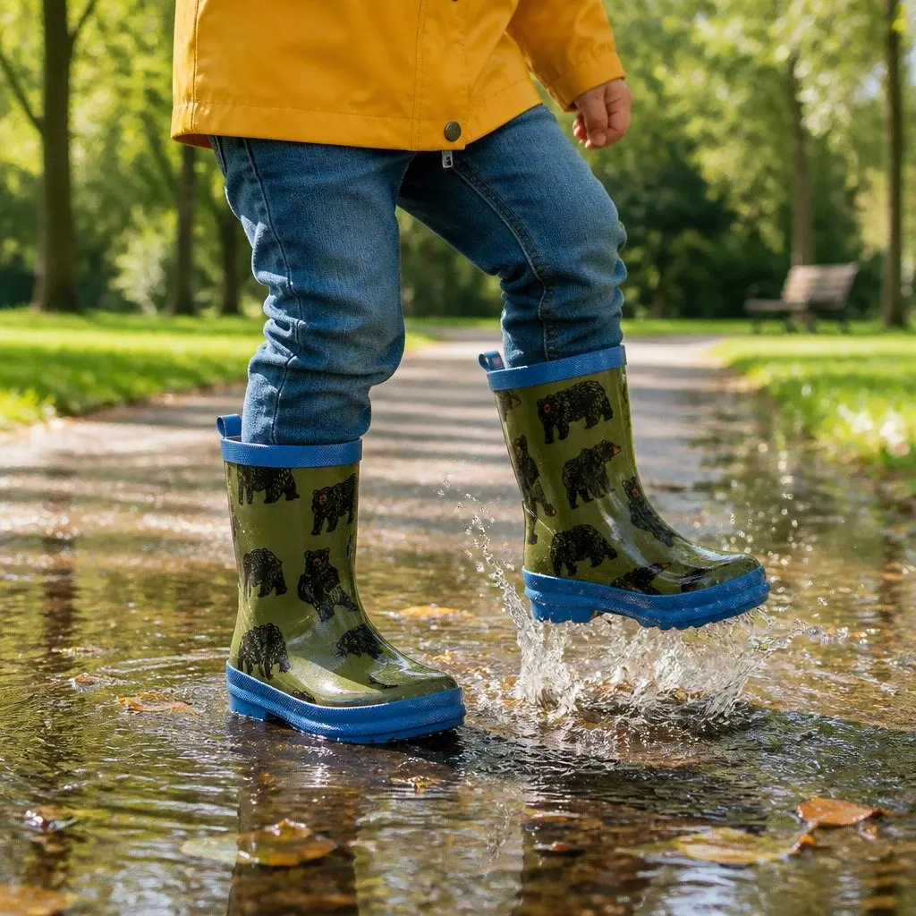 Kids Rain Boots Pink Size 5 Waterproof Slip Resistant Matte Rubber