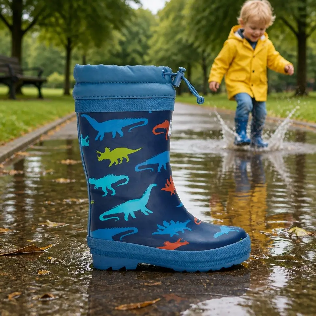 Kids Rain Boots Matte Size 8 Waterproof Sherpa Lined Slip Resistant Rubber