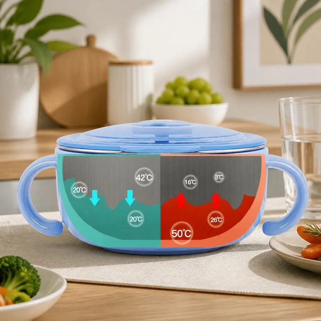 Kids Bowl Blue 480ml Stainless Steel Durable Shatterproof Safe Dining