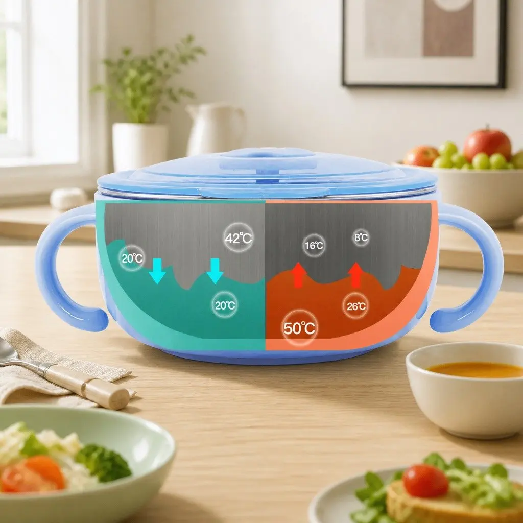 Kids Stainless Steel Bowl Pink 480ml Durable Shatterproof Child Safe
